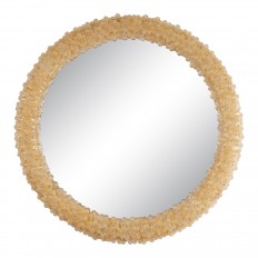 Circular mirror with gold Murano glass petite flowers